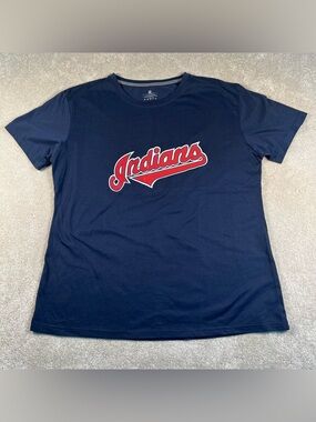 Cleveland Indians Vizquel T Shirt Screen Print Baseball Tee Blue Red Women's 2XL